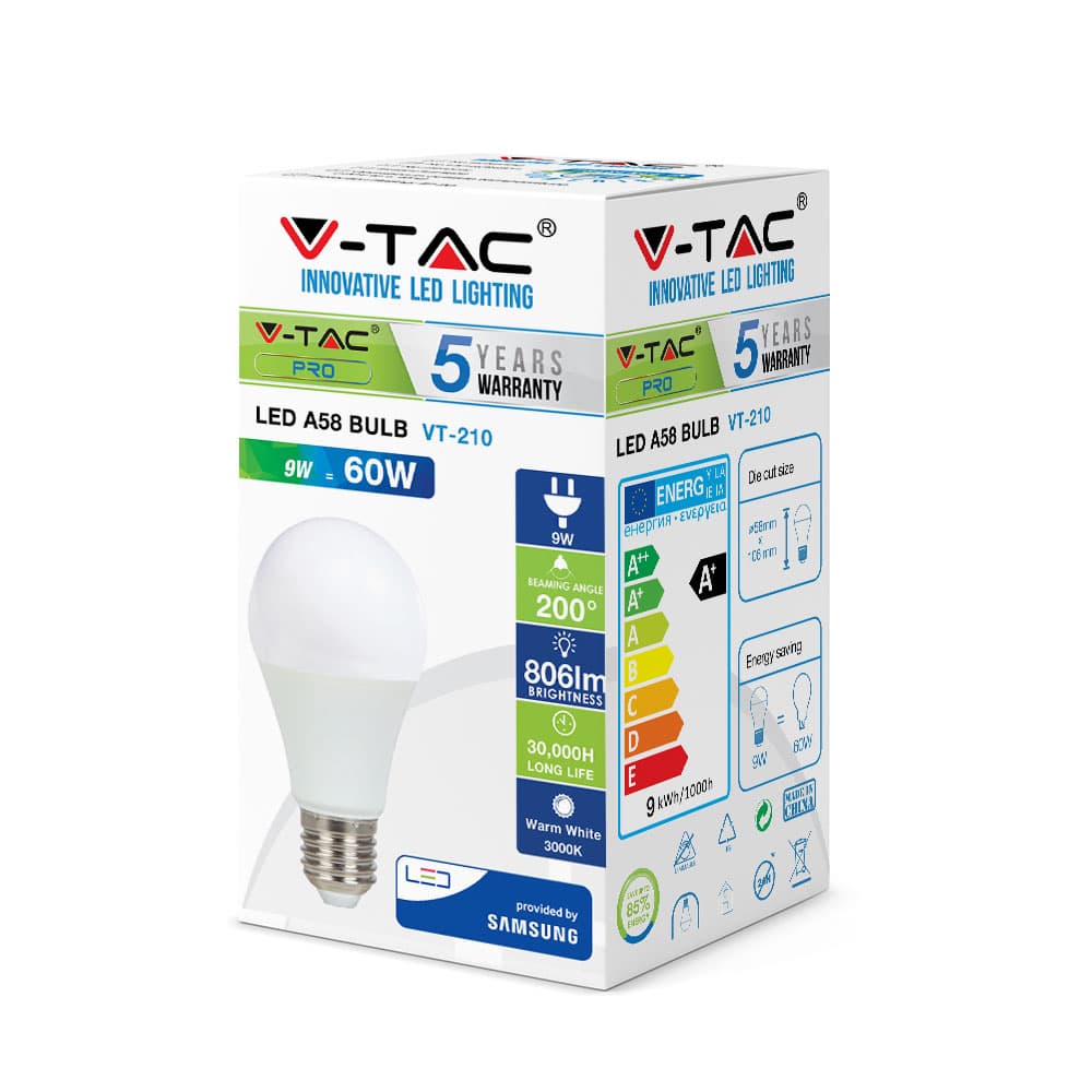 228-B.jpg LED Žarnica E27 / 9W / A58 - slika 1
