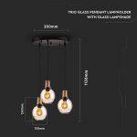 LED Trio steklena viseča svetilka/E27 držalo s stekleno svetilko Shade Amber - slika 5
