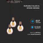 LED Trio steklena viseča svetilka/E27 držalo s stekleno svetilko Shade Amber - slika 4