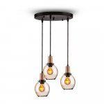 LED Trio steklena viseča svetilka/E27 držalo s stekleno svetilko Shade Amber