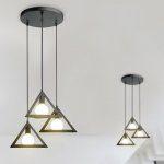 LED Geometrijska viseča svetilka/3 žarnice/Trikotnik/Črna - slika 2