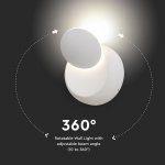 LED Notranja stenska svetilka/5W/Bela/Okrogla/Vrtljiva 360° - slika 3