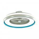 Stropni ventilator z led panelom / 45W / daljinec /modri obroč