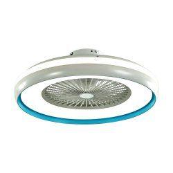 Stropni ventilator z led panelom / 45W / daljinec /modri obroč